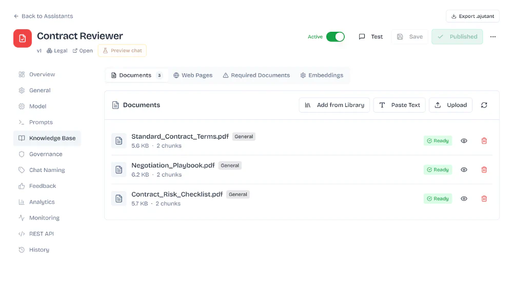 Knowledge base documents embedded for grounding